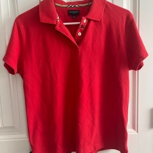 Womens Burberry Red Polo Shirt Large Fair